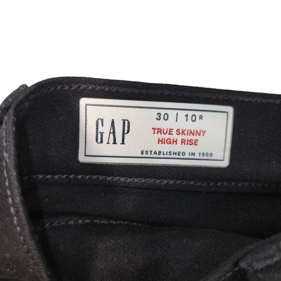 Gap True Skinny High Rise Jeans Womens Size 10 R Black Stretch - Picture 5 of 9